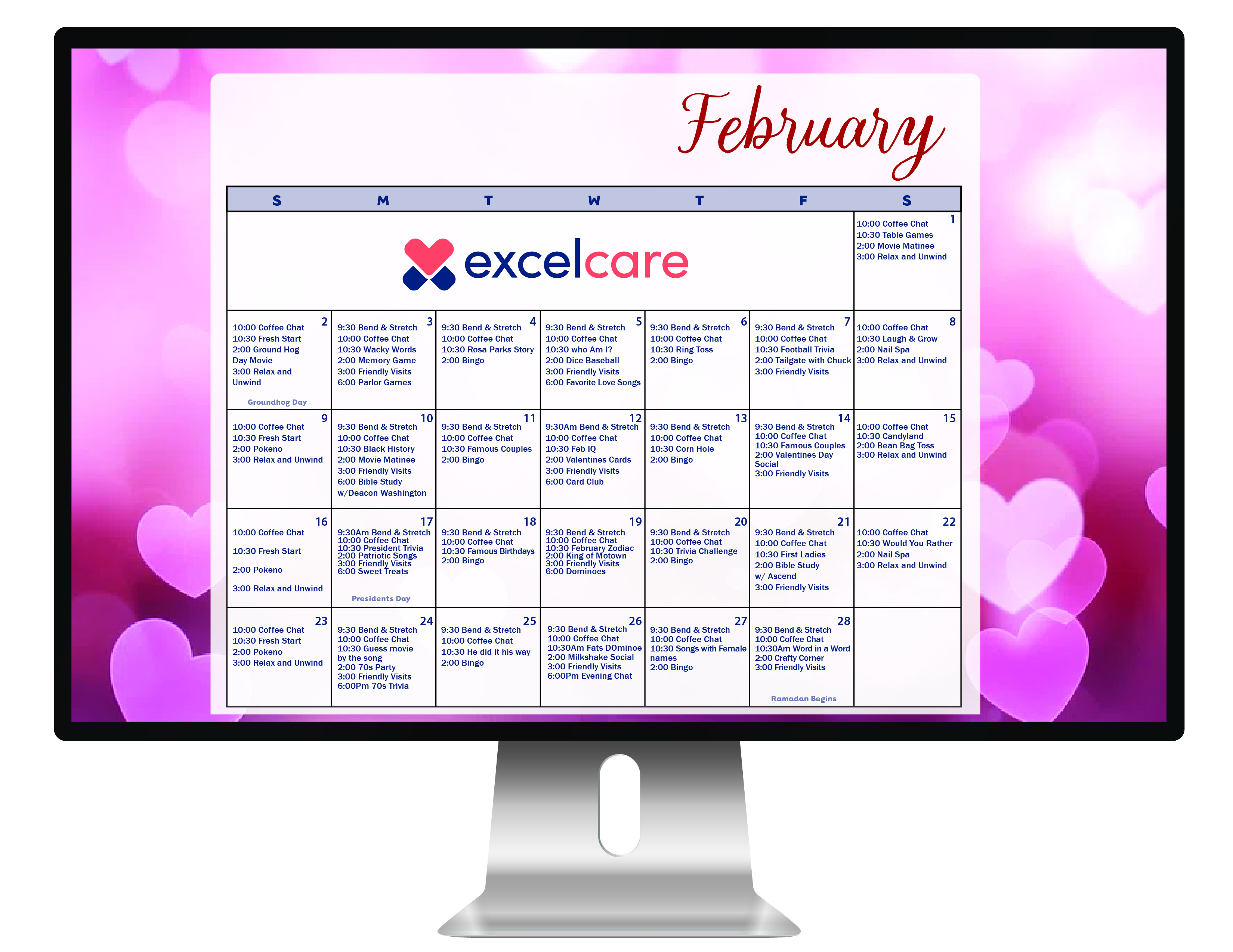 Excelcare Egg Harbor Calendar